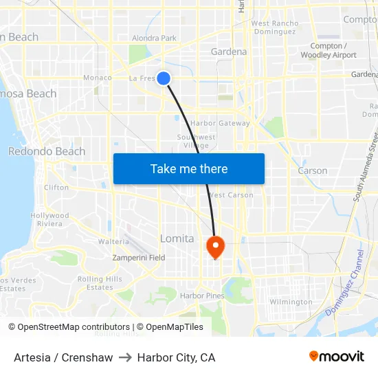 Artesia / Crenshaw to Harbor City, CA map