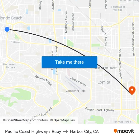 Pacific Coast Highway / Ruby to Harbor City, CA map