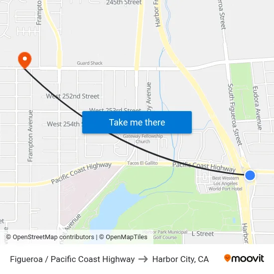 Figueroa / Pacific Coast Highway to Harbor City, CA map
