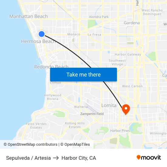 Sepulveda / Artesia to Harbor City, CA map