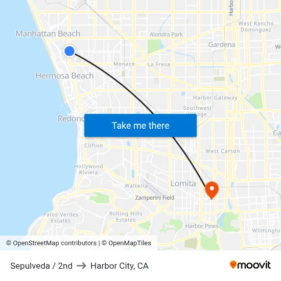 Sepulveda / 2nd to Harbor City, CA map