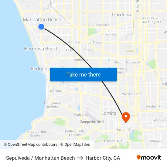Sepulveda / Manhattan Beach to Harbor City, CA map