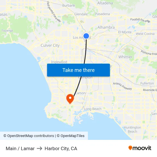 Main / Lamar to Harbor City, CA map