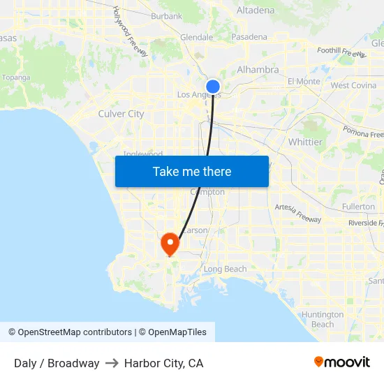 Daly / Broadway to Harbor City, CA map
