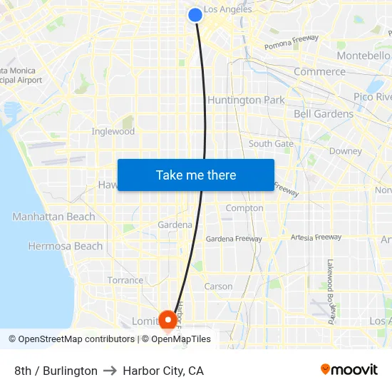 8th / Burlington to Harbor City, CA map