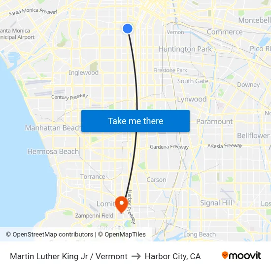 Martin Luther King Jr / Vermont to Harbor City, CA map