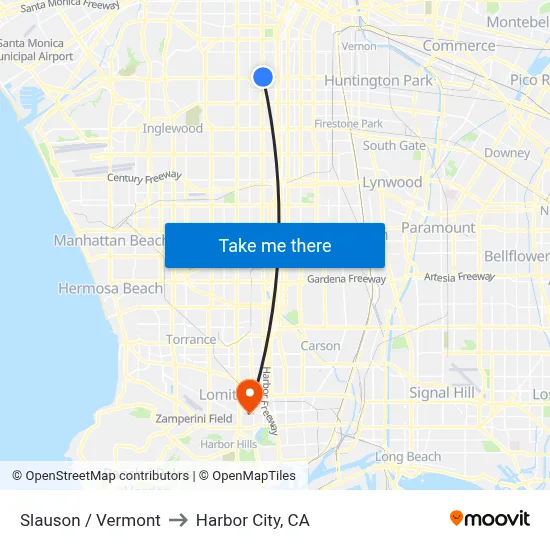 Slauson / Vermont to Harbor City, CA map