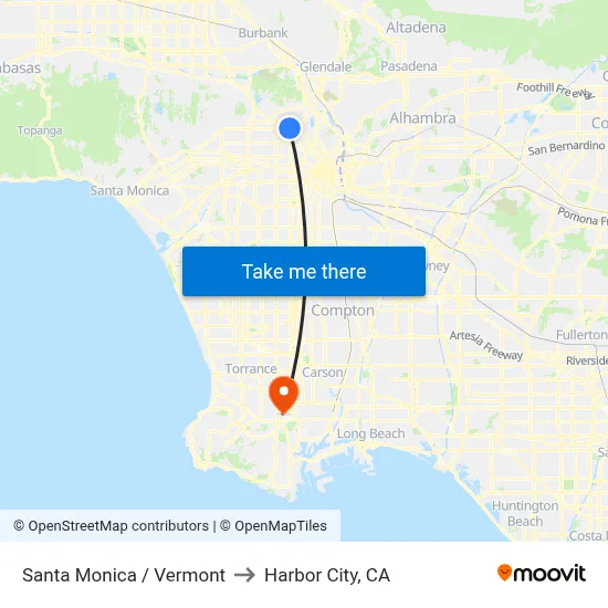 Santa Monica / Vermont to Harbor City, CA map