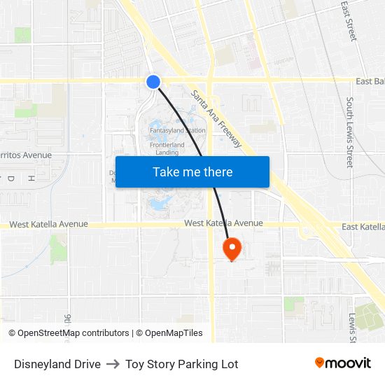 Disneyland Drive to Toy Story Parking Lot map