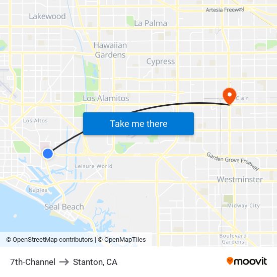 7th-Channel to Stanton, CA map