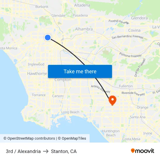 3rd / Alexandria to Stanton, CA map
