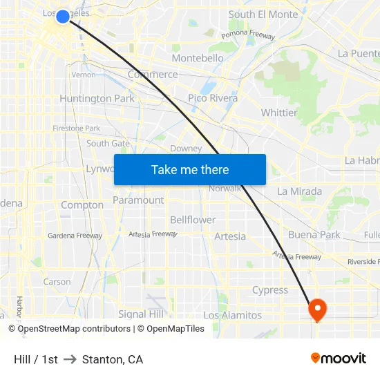 Hill / 1st to Stanton, CA map