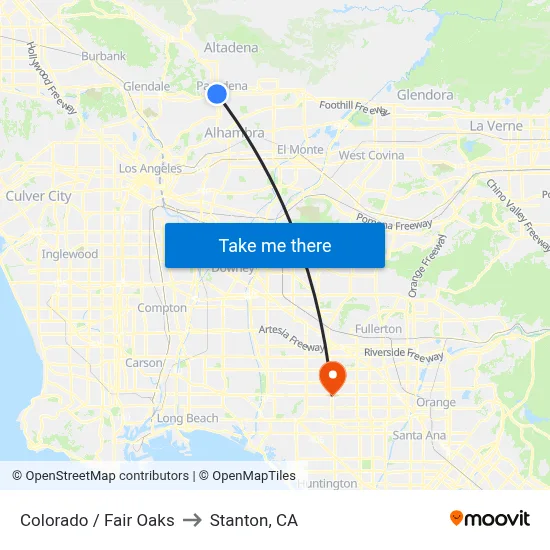 Colorado / Fair Oaks to Stanton, CA map