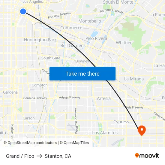 Grand / Pico to Stanton, CA map