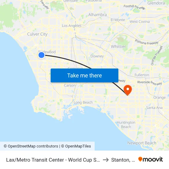 Lax/Metro Transit Center - World Cup Service to Stanton, CA map