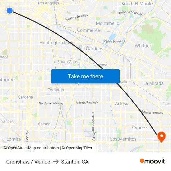 Crenshaw / Venice to Stanton, CA map