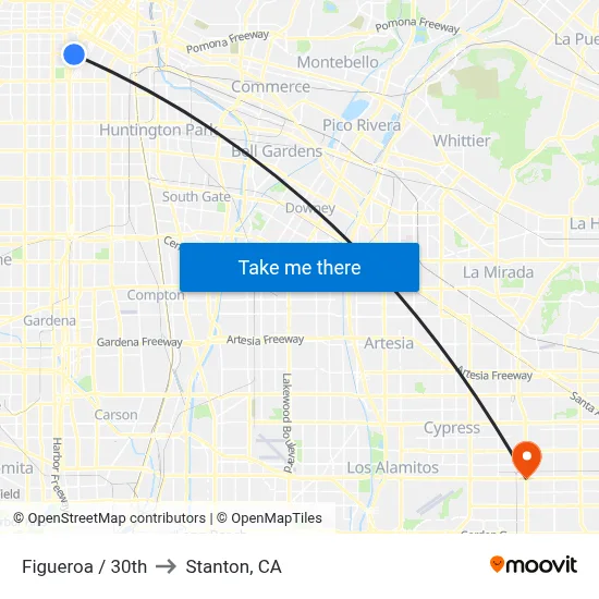 Figueroa / 30th to Stanton, CA map