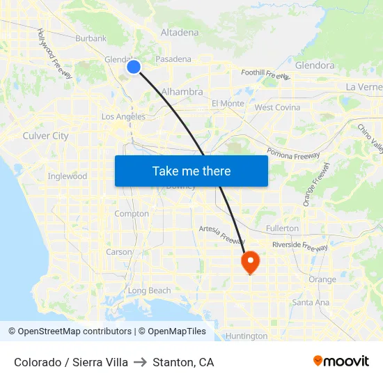 Colorado / Sierra Villa to Stanton, CA map