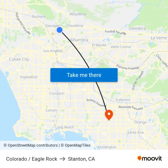 Colorado / Eagle Rock to Stanton, CA map