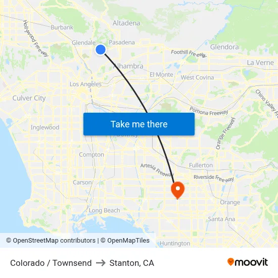 Colorado / Townsend to Stanton, CA map