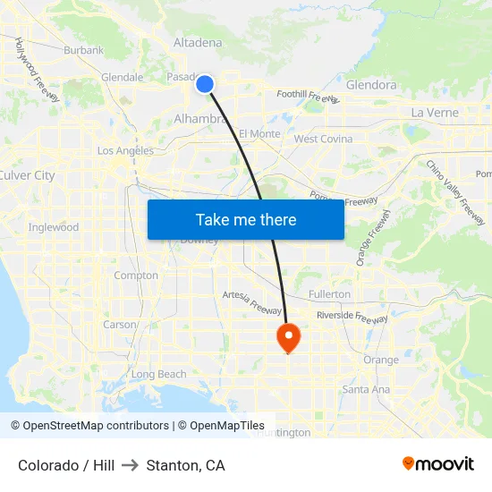 Colorado / Hill to Stanton, CA map