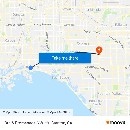 3rd & Promenade NW to Stanton, CA map