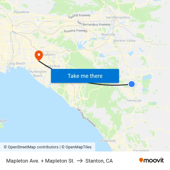 Mapleton Ave. + Mapleton St. to Stanton, CA map