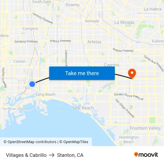 Villages & Cabrillo to Stanton, CA map