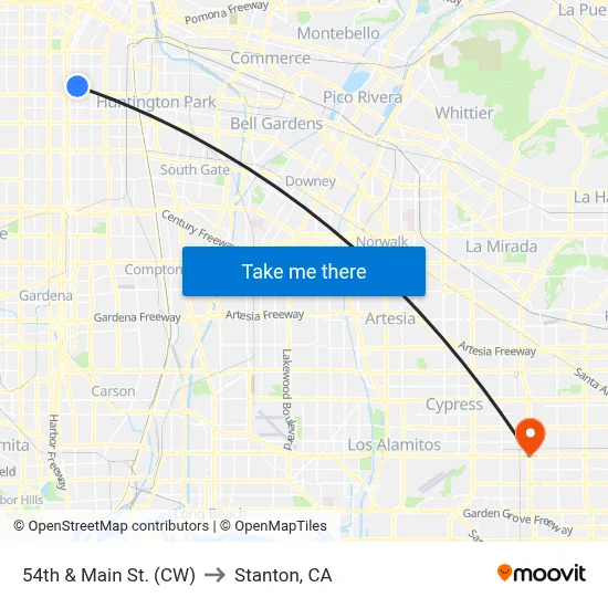 54th & Main St. (CW) to Stanton, CA map