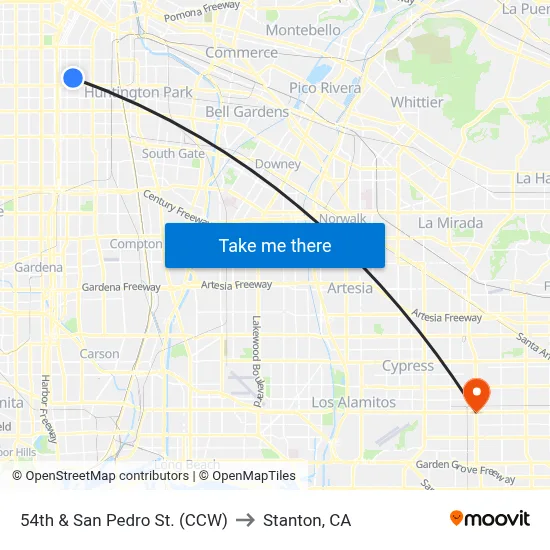 54th & San Pedro St. (CCW) to Stanton, CA map