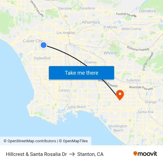 Hillcrest & Santa Rosalia Dr to Stanton, CA map