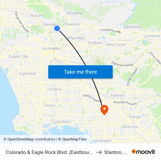Colorado & Eagle Rock Blvd. (Eastbound) to Stanton, CA map