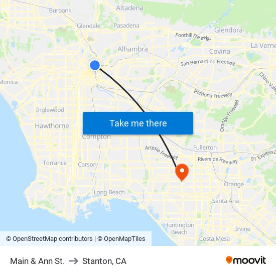 Main & Ann St. to Stanton, CA map