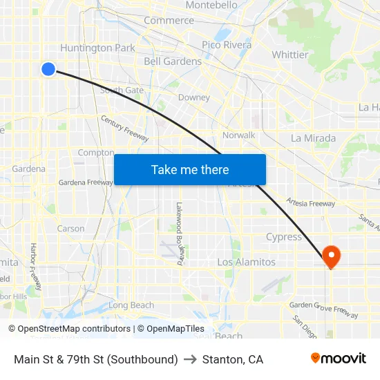 Main St & 79th St (Southbound) to Stanton, CA map