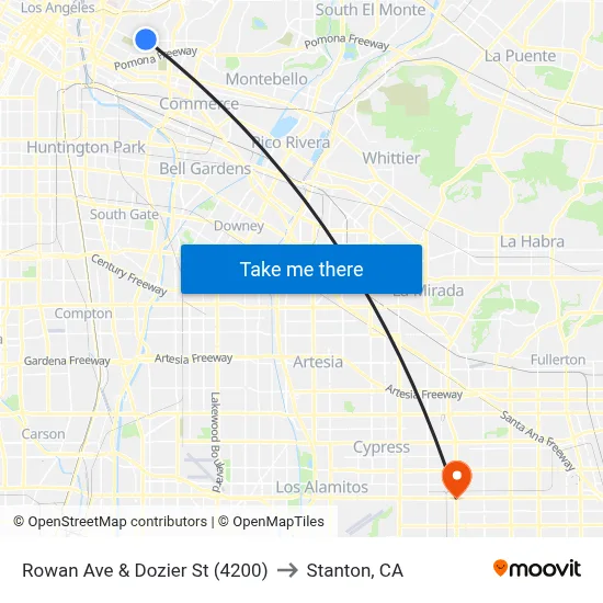 Rowan Ave & Dozier St (4200) to Stanton, CA map