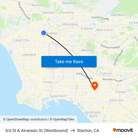 3rd St & Alvarado St (Westbound) to Stanton, CA map