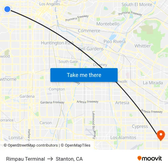 Rimpau Terminal to Stanton, CA map