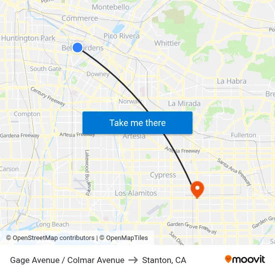Gage Avenue / Colmar Avenue to Stanton, CA map