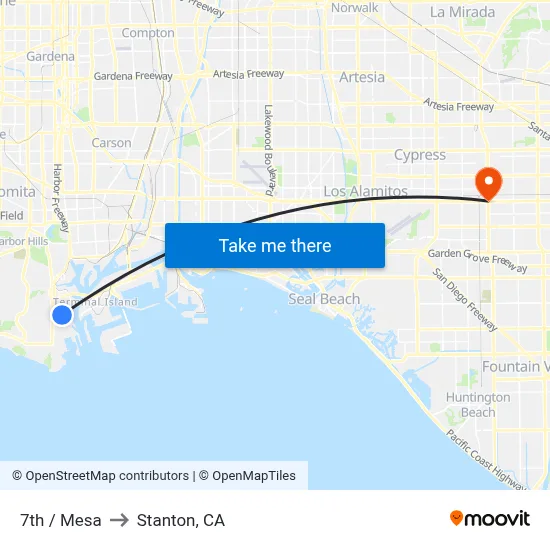 7th / Mesa to Stanton, CA map