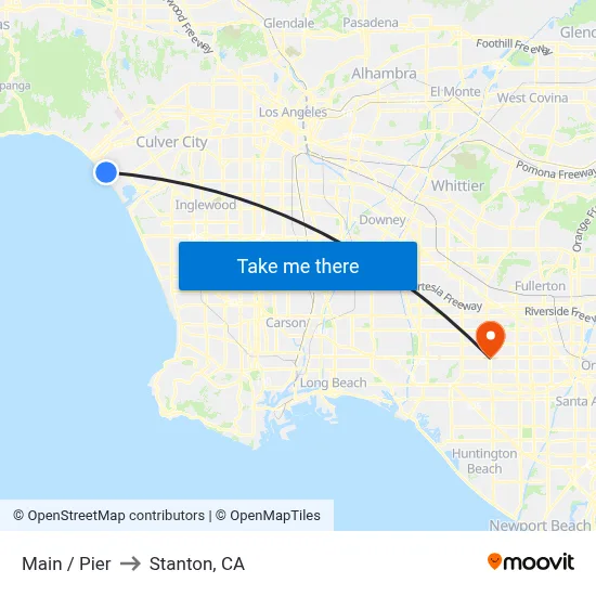 Main / Pier to Stanton, CA map