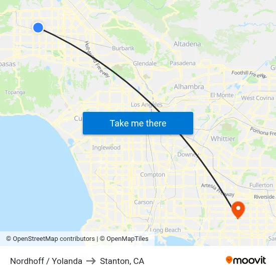 Nordhoff / Yolanda to Stanton, CA map