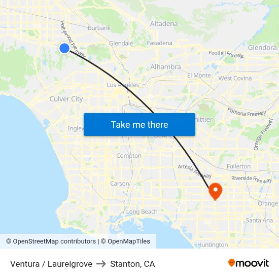 Ventura / Laurelgrove to Stanton, CA map