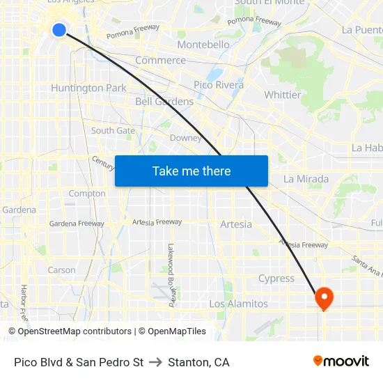 Pico Blvd & San Pedro St to Stanton, CA map
