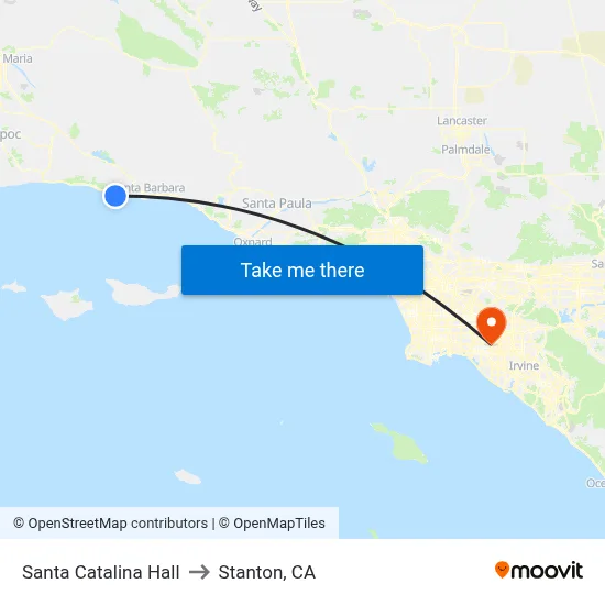 Santa Catalina Hall to Stanton, CA map