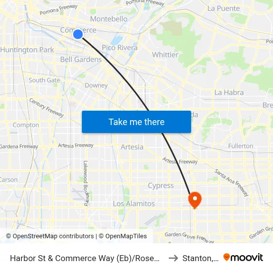 Harbor St & Commerce Way (Eb)/Rosewood Park to Stanton, CA map