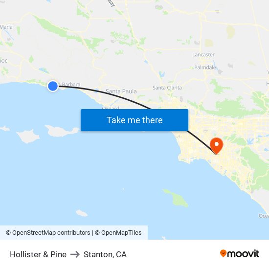 Hollister & Pine to Stanton, CA map