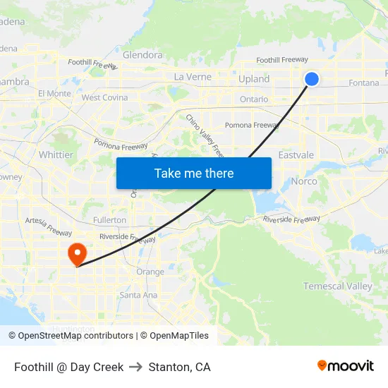 Foothill @ Day Creek to Stanton, CA map