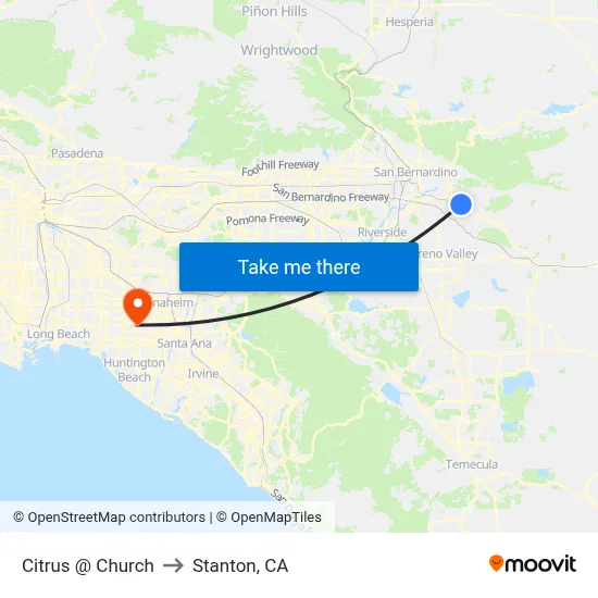 Citrus @ Church to Stanton, CA map
