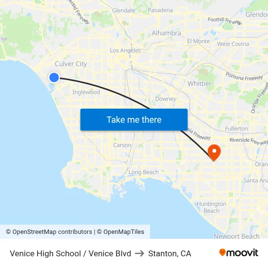 Venice High School / Venice Blvd to Stanton, CA map