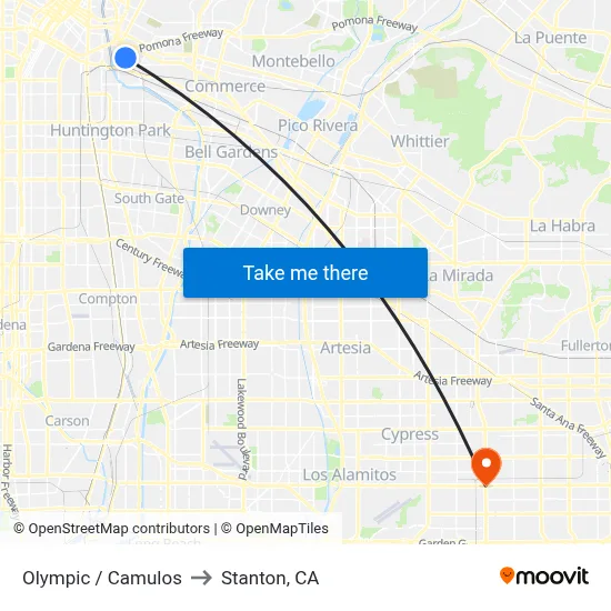 Olympic / Camulos to Stanton, CA map